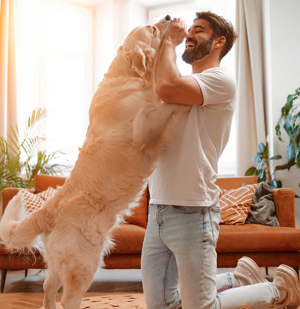 Man with pet dog